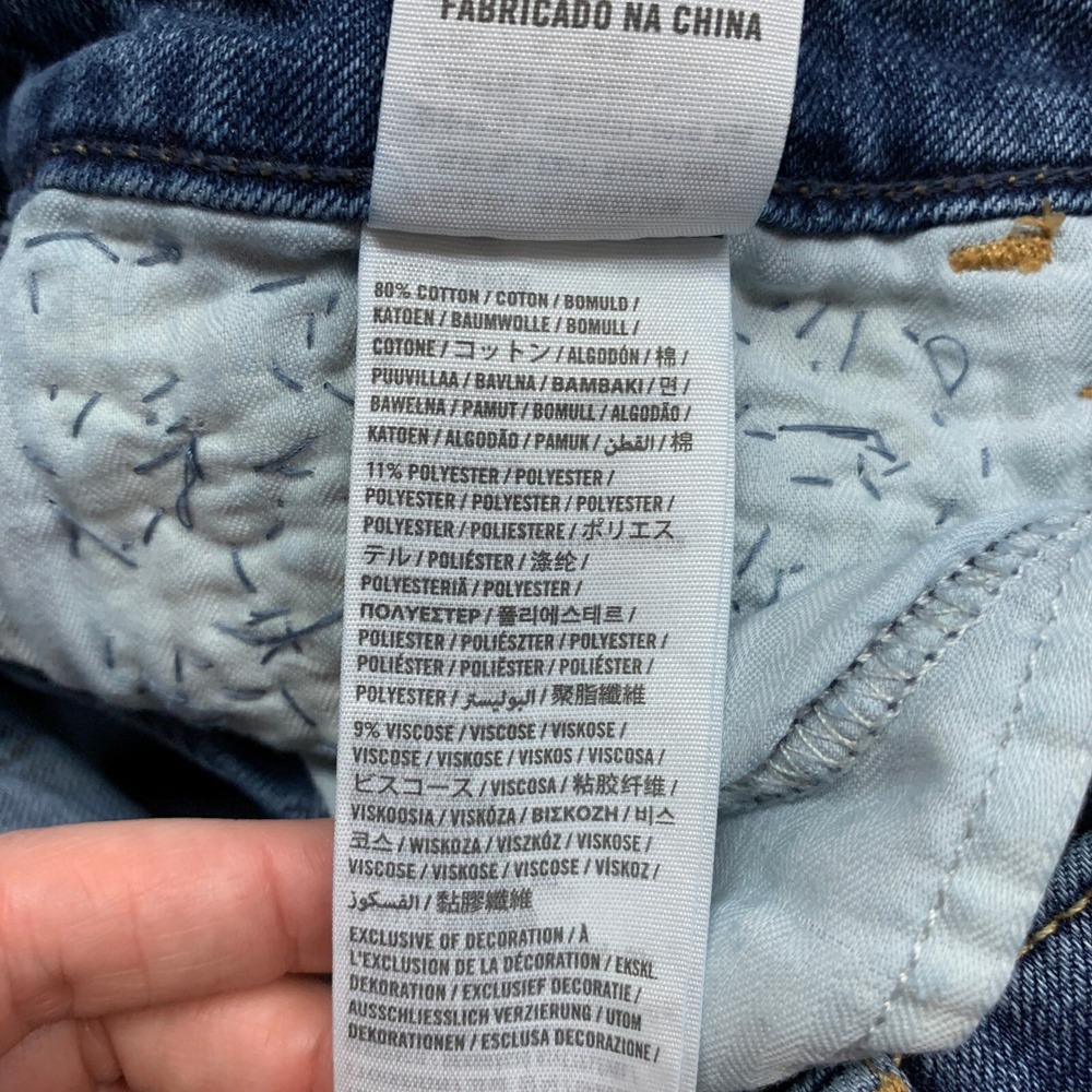 Abercrombie‎ & Fitch Distressed Denim Jeans Womens 2 Embellished Pockets Skinny - Picture 7 of 7